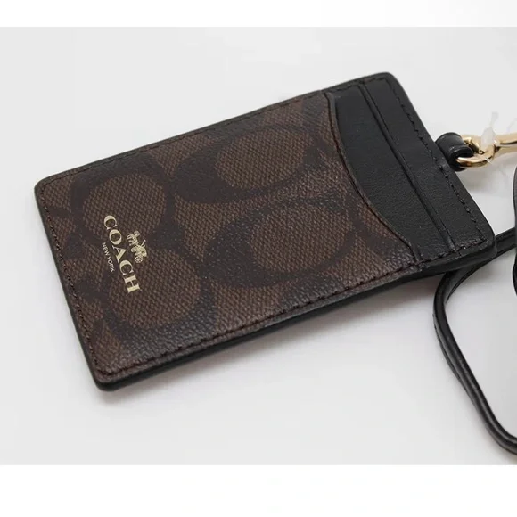 🆕 Coach Signature PVC Lanyard ID Badge Card Holder (Brown/Black) - Picture 2 of 8